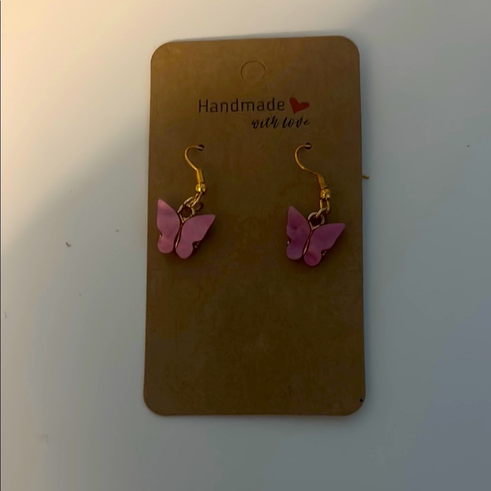 Pink Butterfly Earrings